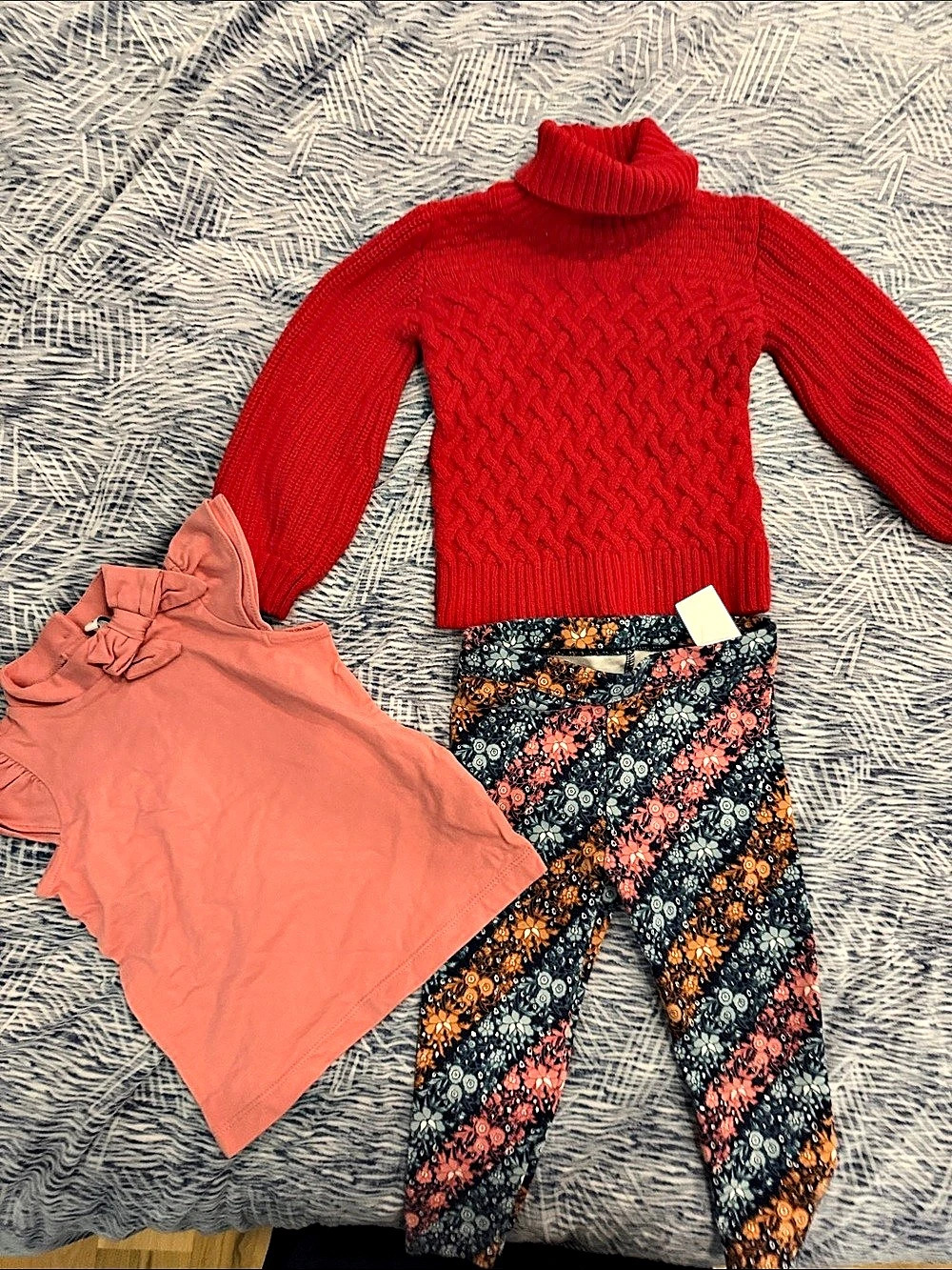 Kids Floral 3-Piece Outfit in Red & Pink Like New Janie and jack